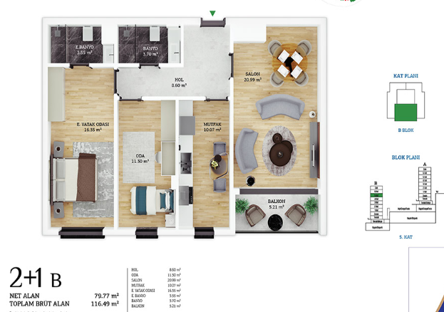2 Bedroom apartment in Modern Complex in Eyüpsultan